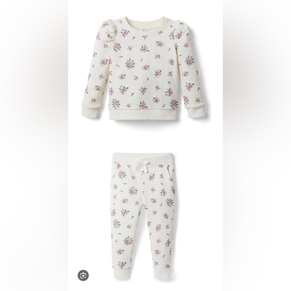 Janie and Jack Other - Janie and Jack Size 8 Cream and Sugar Floral Fleece Jogger Set